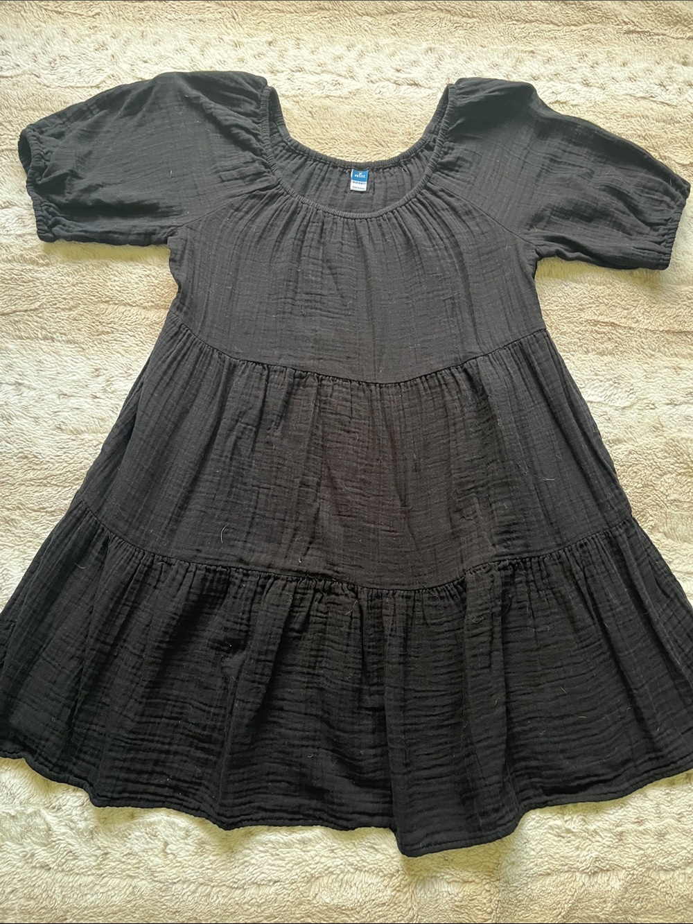 Old Navy Black Tiered Puff-Sleeve Women’s Dress